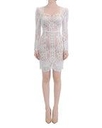 Exquisite Sweetheart Neck Long Sleeve Lace Mini Dress [Extreme Slim]