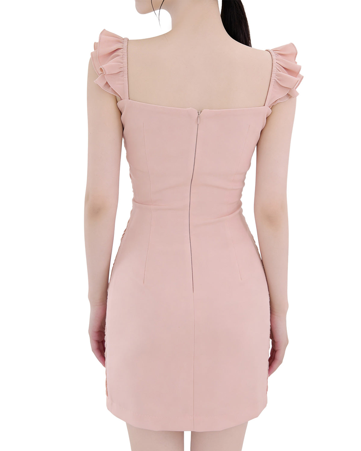 Luminous Floral Ruffle Strap Mini Dress [Slim Fit]