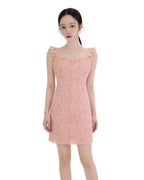 Luminous Floral Ruffle Strap Mini Dress [Slim Fit]