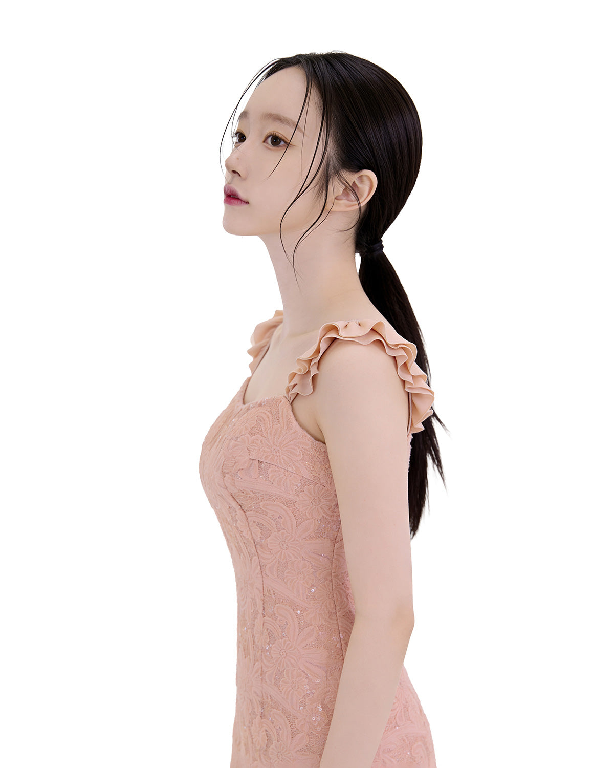 Luminous Floral Ruffle Strap Mini Dress [Slim Fit]