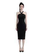 Halter Neck Bow Back Bodycon Midi Dress [Slim Fit]