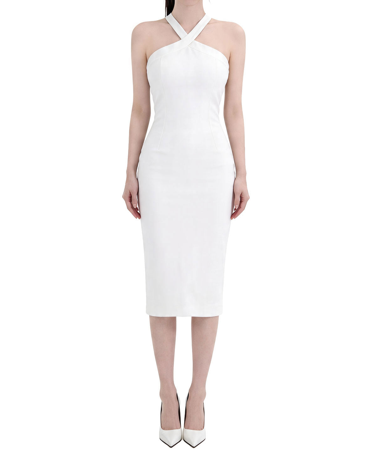 Halter Neck Bow Back Bodycon Midi Dress [Slim Fit]