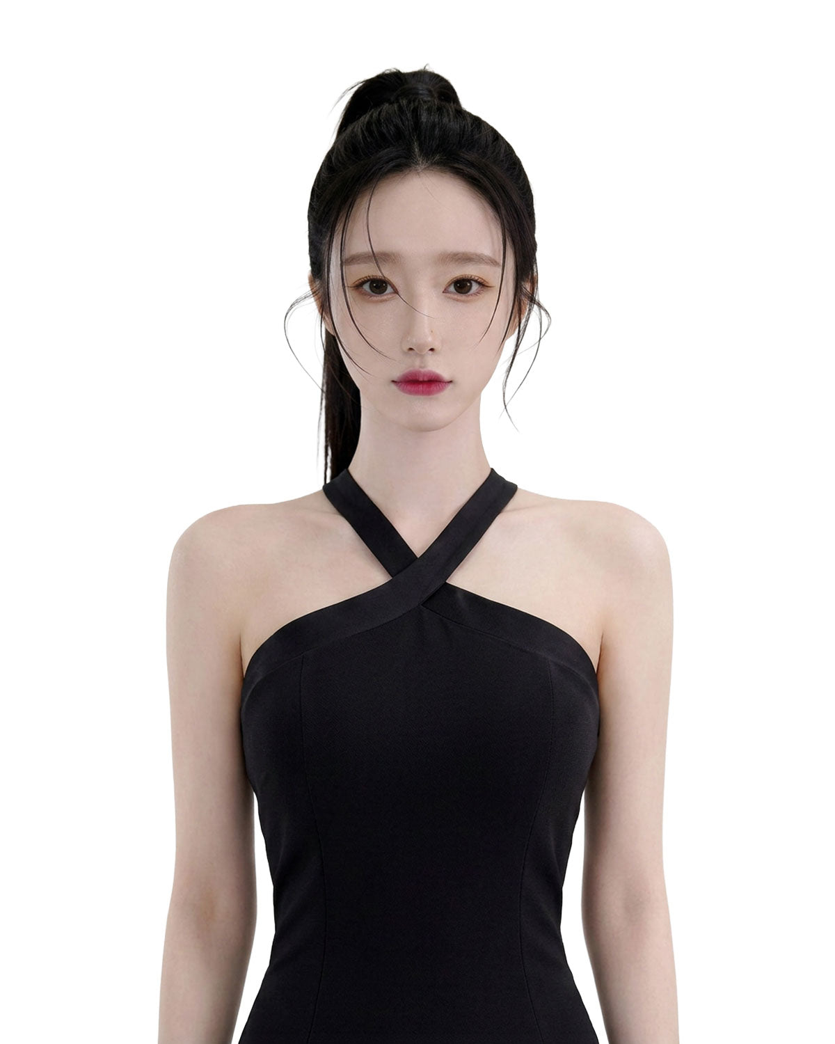 Halter Neck Bow Back Bodycon Midi Dress [Slim Fit]