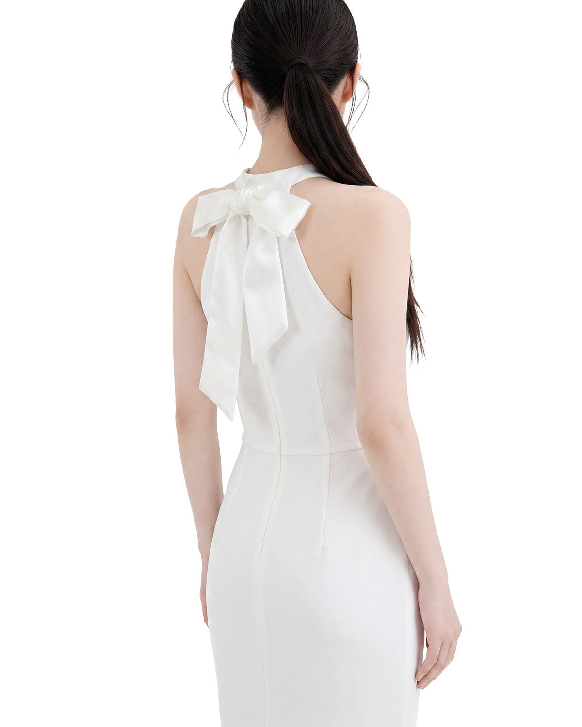 Halter Neck Bow Back Bodycon Midi Dress [Slim Fit]