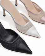 Lys Lace Mesh Pointed-Toe Mules