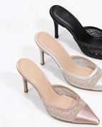 Lys Lace Mesh Pointed-Toe Mules