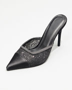 Lys Lace Mesh Pointed-Toe Mules