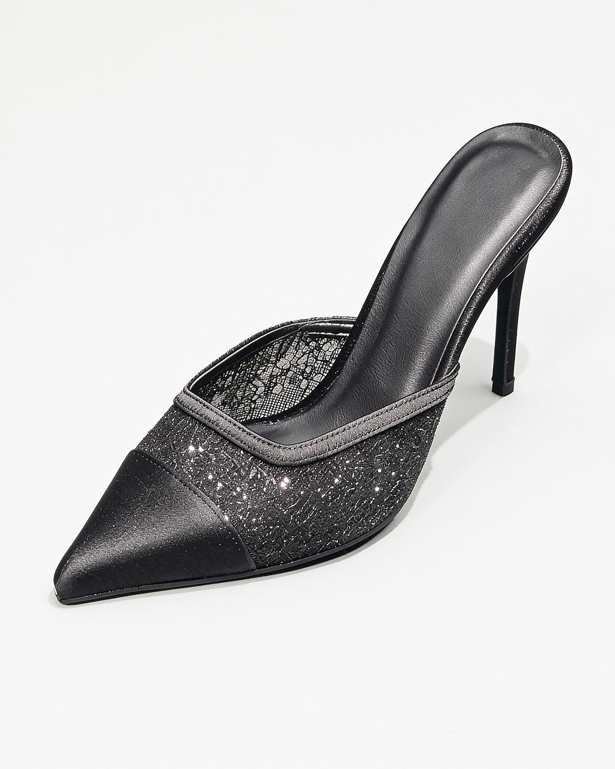 Lys Lace Mesh Pointed-Toe Mules