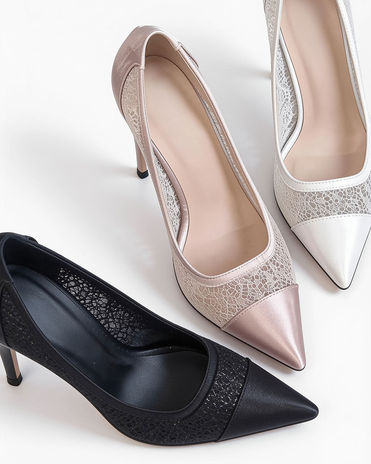 Lys Lace Mesh Pointed-Toe Pumps