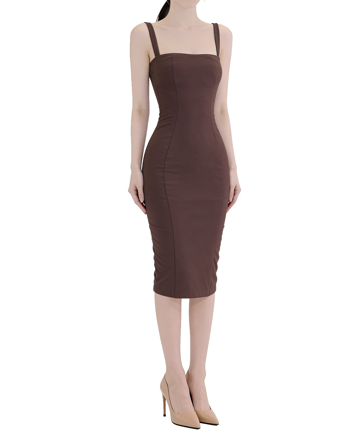 Minimal Sculpted Bodycon Midi Dress [Extreme Slim]