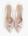 Odette Pearl Satin Lace Bow Slingbacks