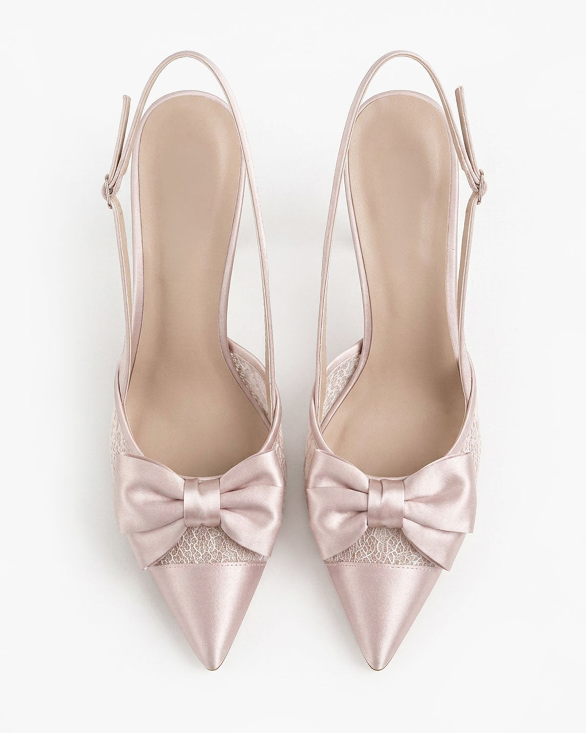 Odette Pearl Satin Lace Bow Slingbacks