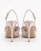 Odette Pearl Satin Lace Bow Slingbacks