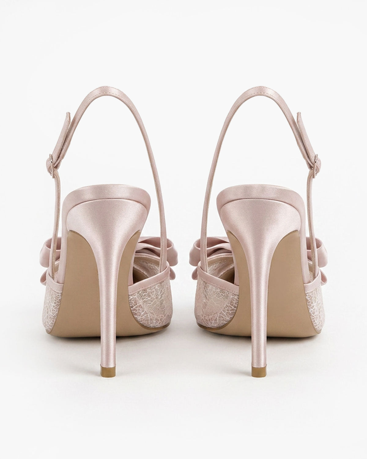 Odette Pearl Satin Lace Bow Slingbacks