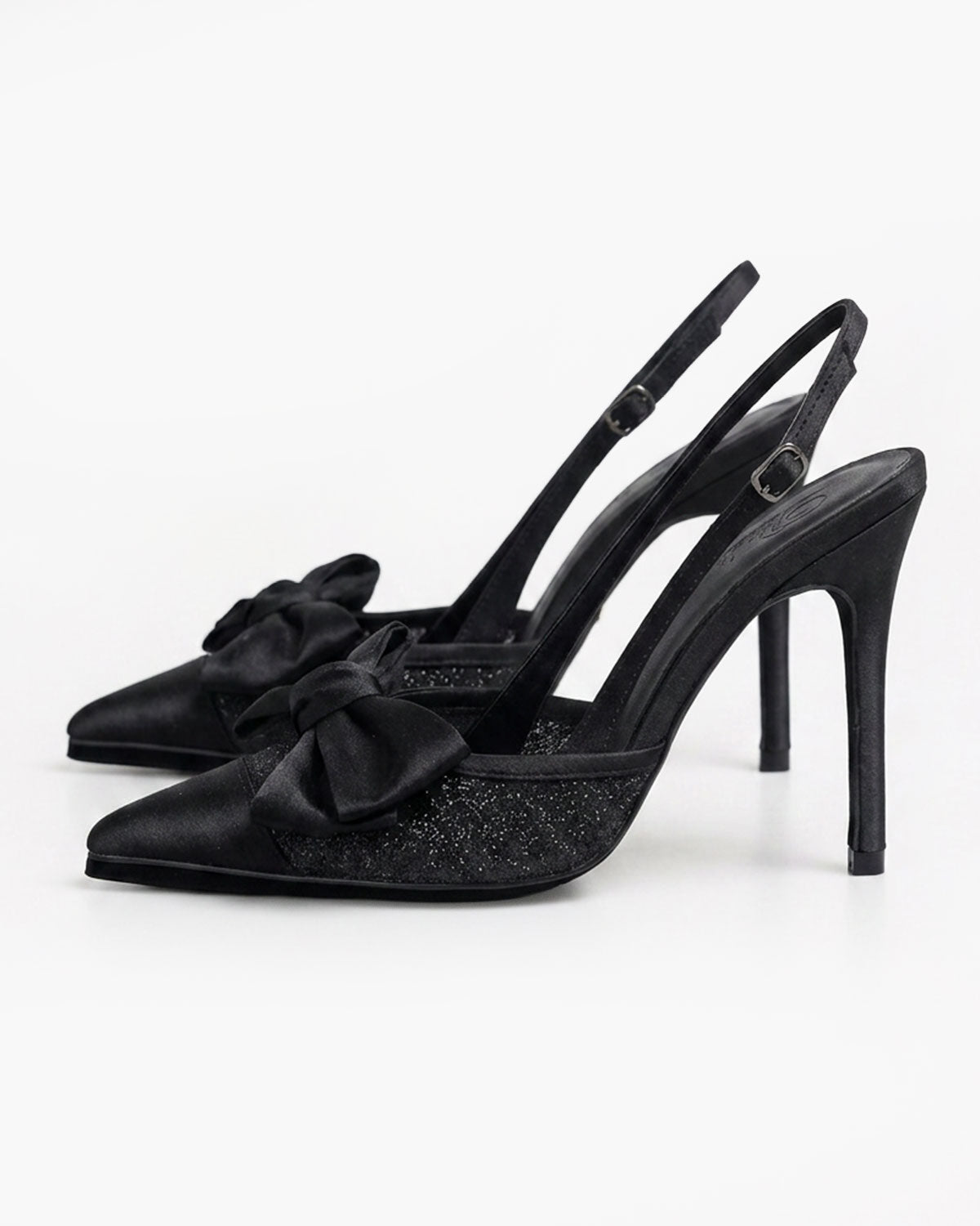Odette Pearl Satin Lace Bow Slingbacks