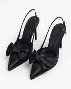 Odette Pearl Satin Lace Bow Slingbacks