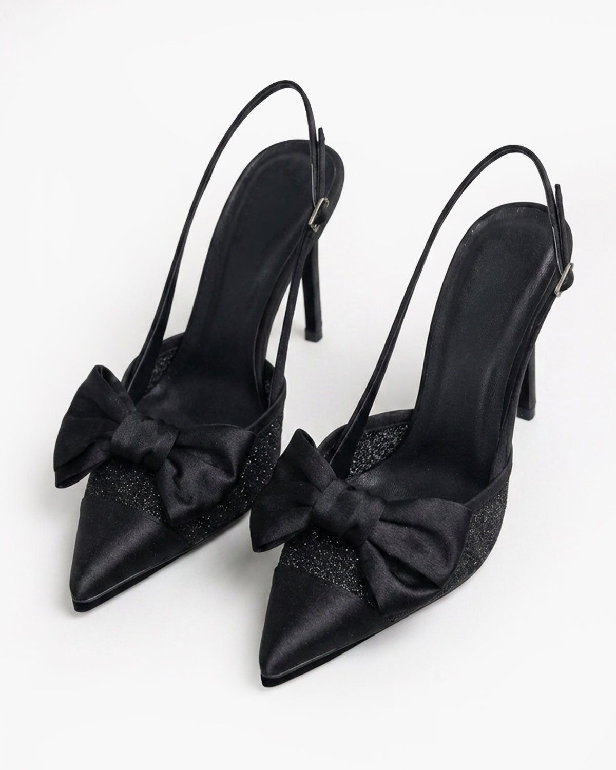 Odette Pearl Satin Lace Bow Slingbacks