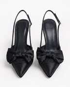 Odette Pearl Satin Lace Bow Slingbacks