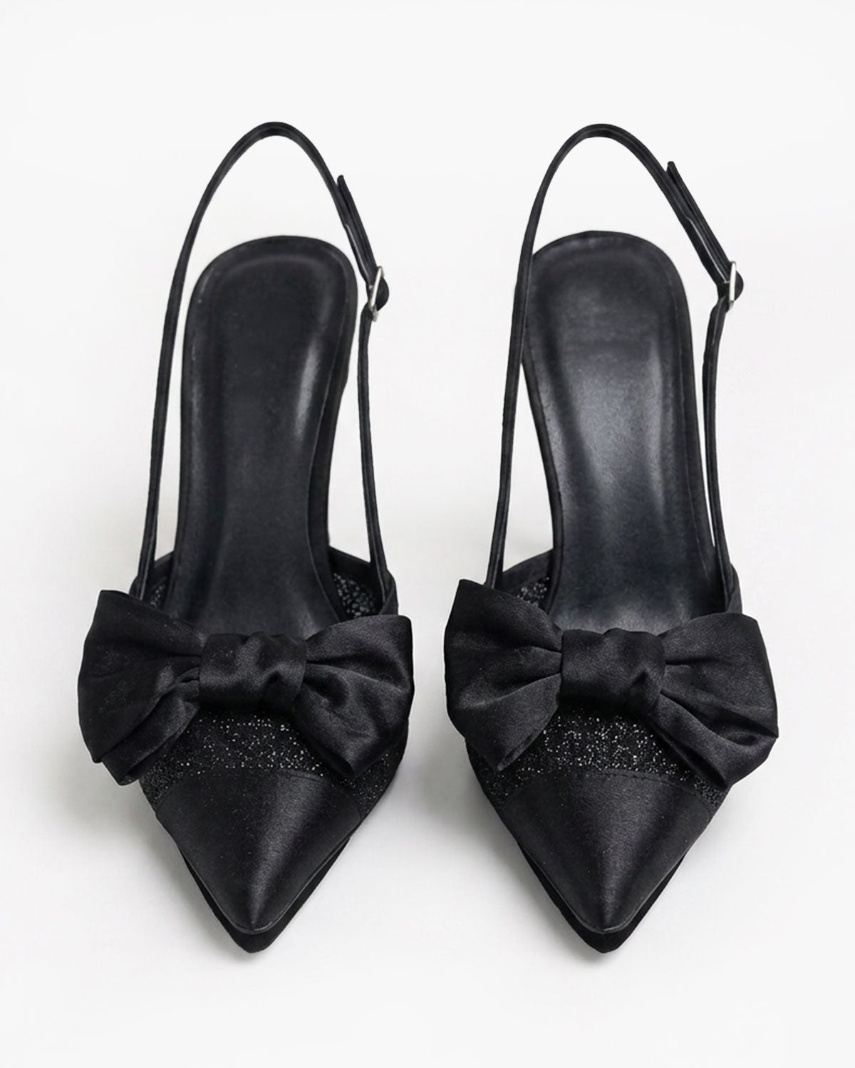 Odette Pearl Satin Lace Bow Slingbacks