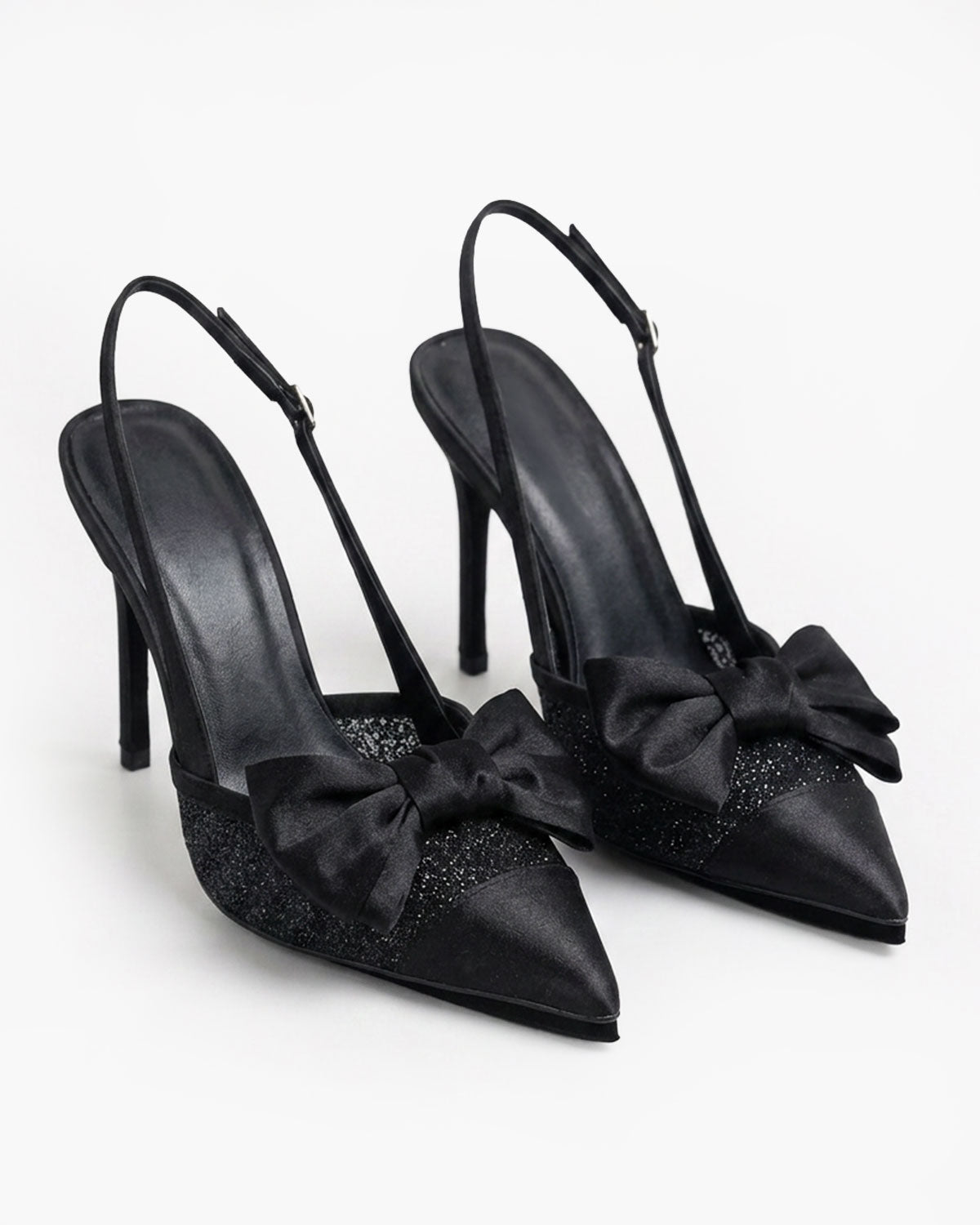 Odette Pearl Satin Lace Bow Slingbacks