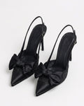 Odette Pearl Satin Lace Bow Slingbacks