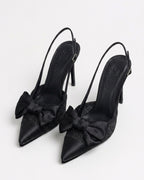 Odette Pearl Satin Lace Bow Slingbacks