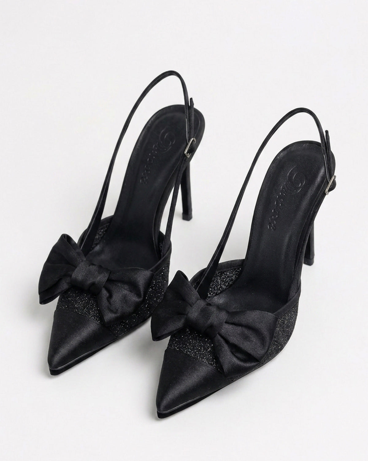 Odette Pearl Satin Lace Bow Slingbacks