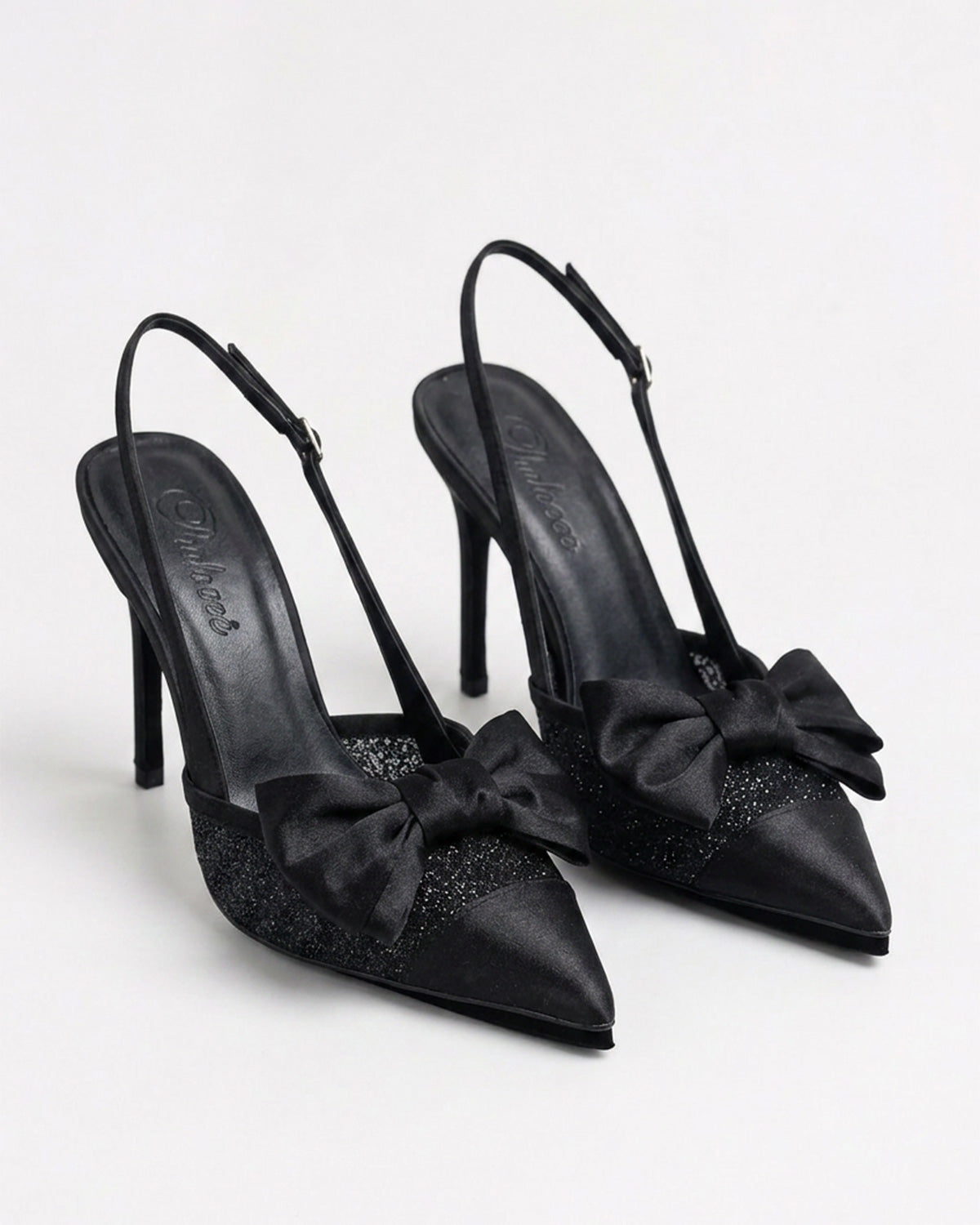 Odette Pearl Satin Lace Bow Slingbacks