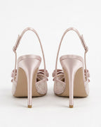 Odette Pearl Satin Lace Bow Slingbacks