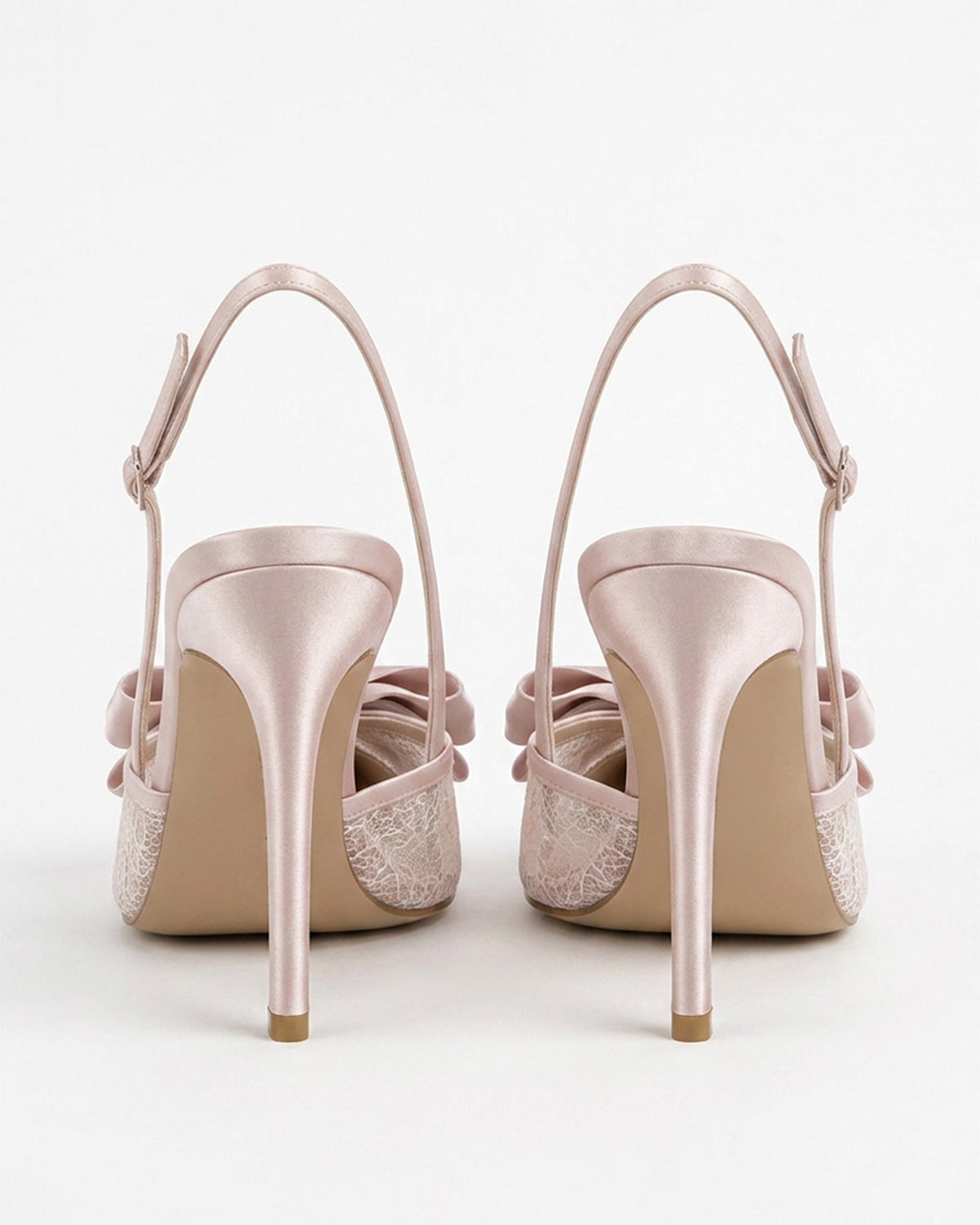 Odette Pearl Satin Lace Bow Slingbacks