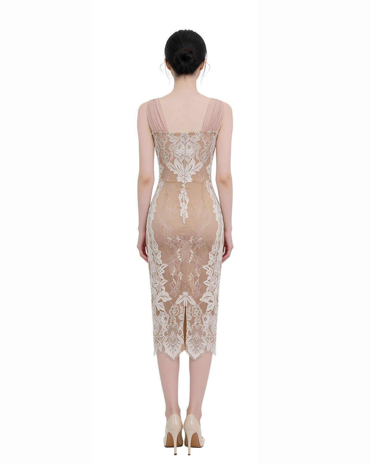Ornate Lace Bodycon Midi Dress [Extreme Slim]