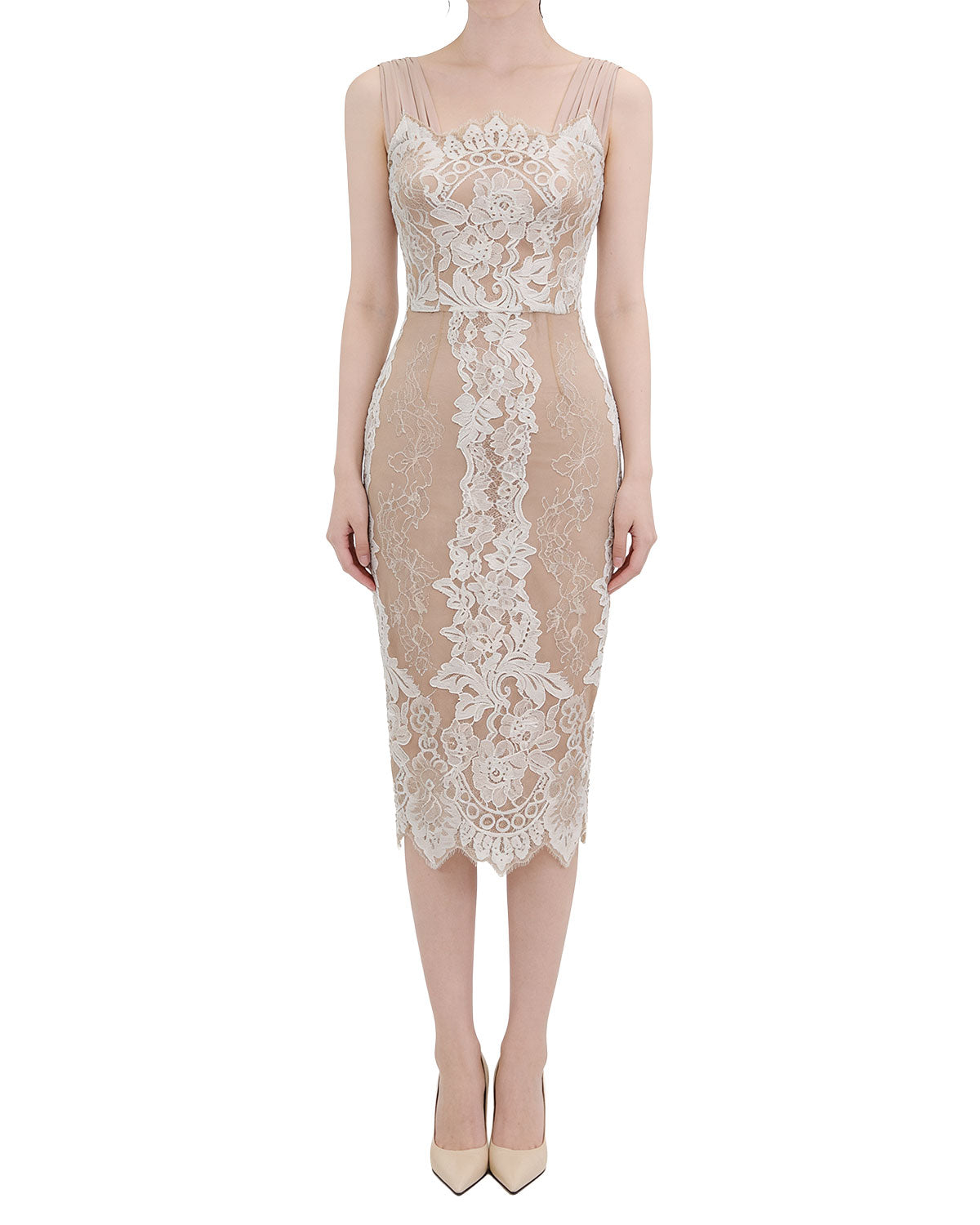 Ornate Lace Bodycon Midi Dress [Extreme Slim]