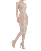 Ornate Lace Bodycon Midi Dress [Extreme Slim]