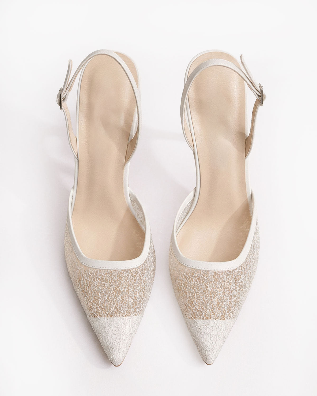 Rosalie Pearl Lace Slingbacks