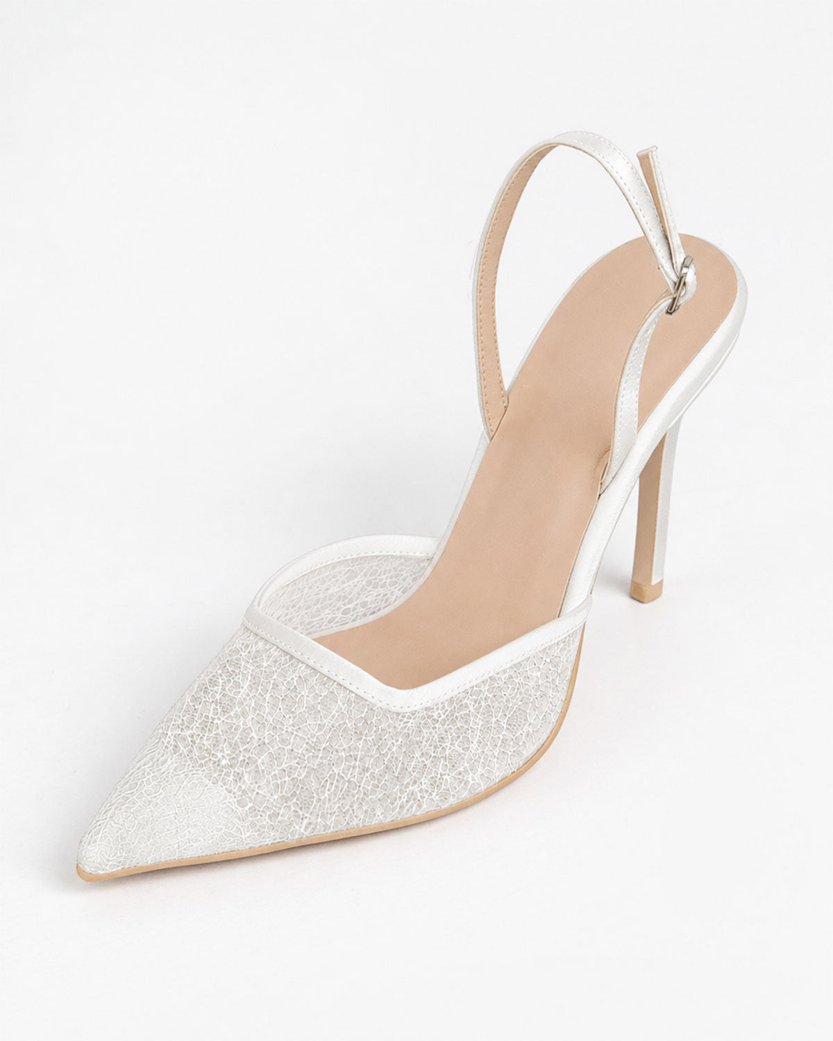 Rosalie Pearl Lace Slingbacks