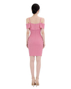Rosy Ruffle Off-Shoulder Dress [Slim Fit]