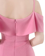 Rosy Ruffle Off-Shoulder Dress [Slim Fit]