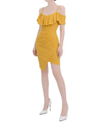 Rosy Ruffle Off-Shoulder Dress [Slim Fit]