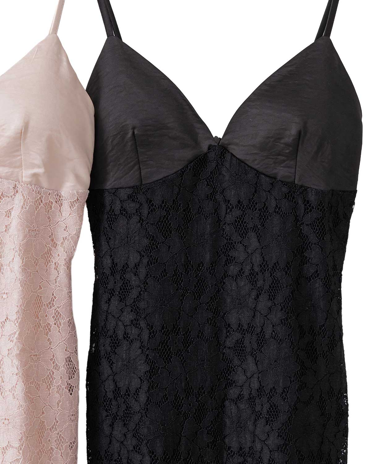 Satin Lace Contrast Mermaid Maxi Dress [Slim Fit]