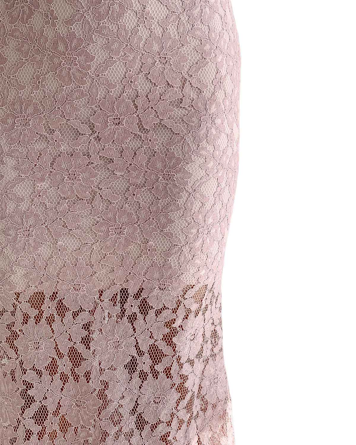 Satin Lace Contrast Mermaid Maxi Dress [Slim Fit]