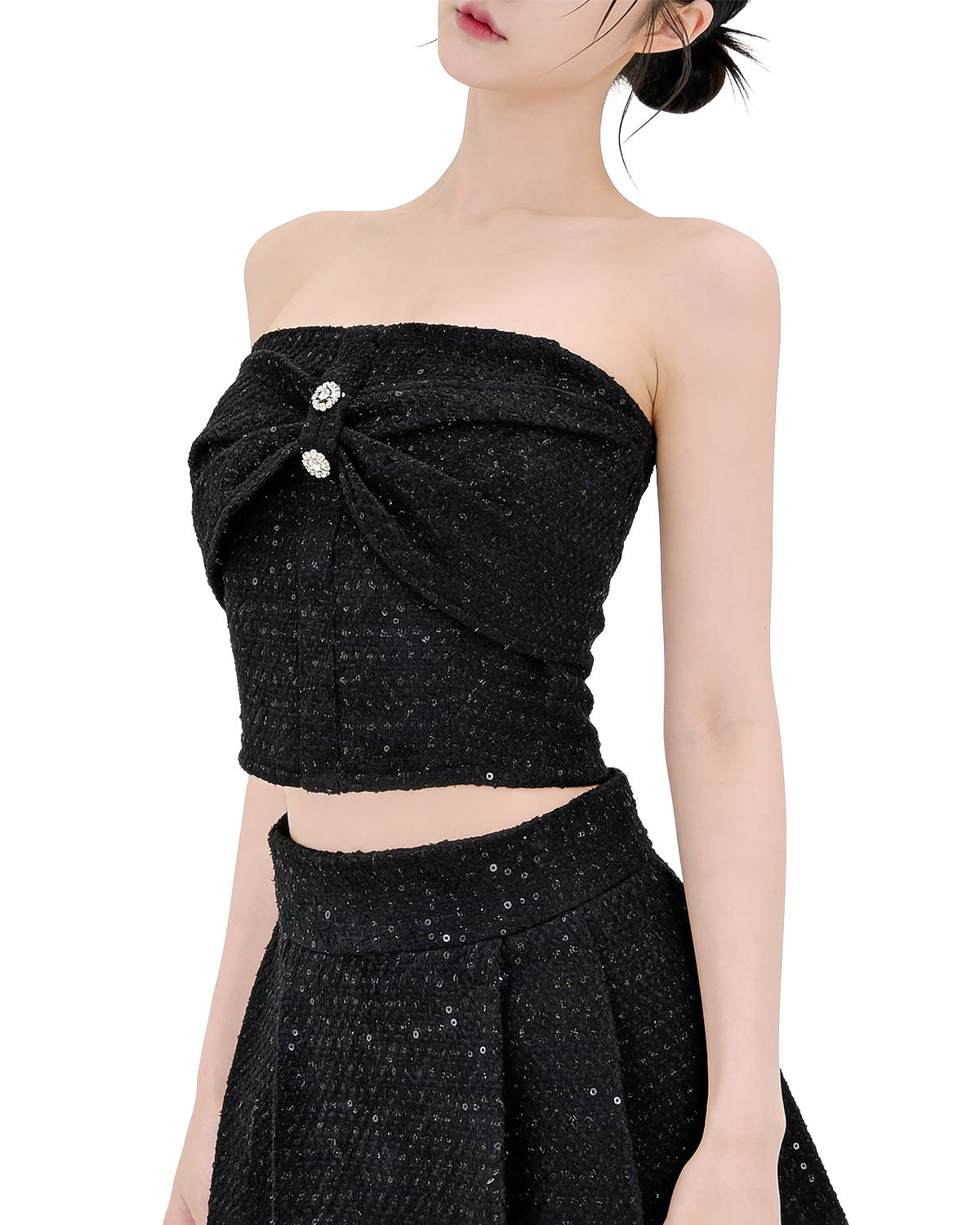 Sculpted Bow Tweed Co-Ord Set [Extreme Slim]