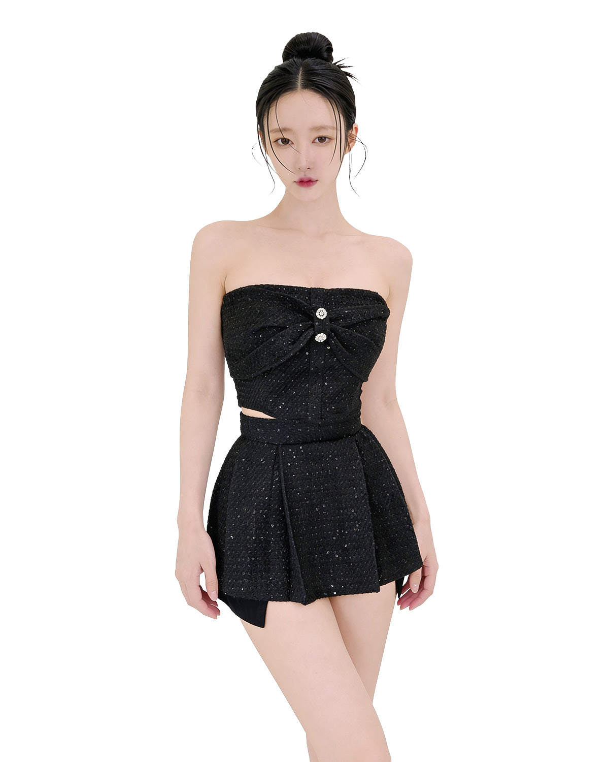 Sculpted Bow Tweed Co-Ord Set [Extreme Slim]