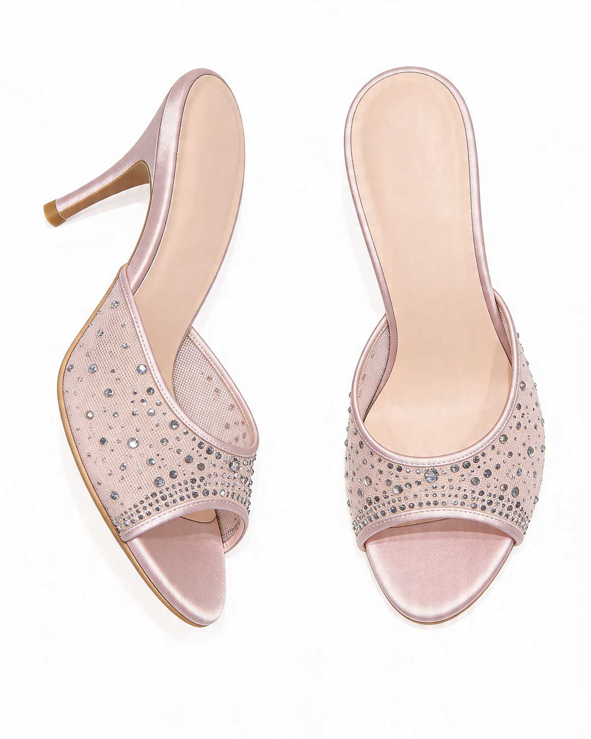 Starry Night Sheer Mesh Rhinestone Mules [Customizable Heel]