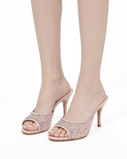 Starry Night Sheer Mesh Rhinestone Mules [Customizable Heel]