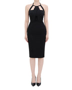 Stunning Cut-Out Halter Neck Bodycon Midi Dress [Slim Fit]