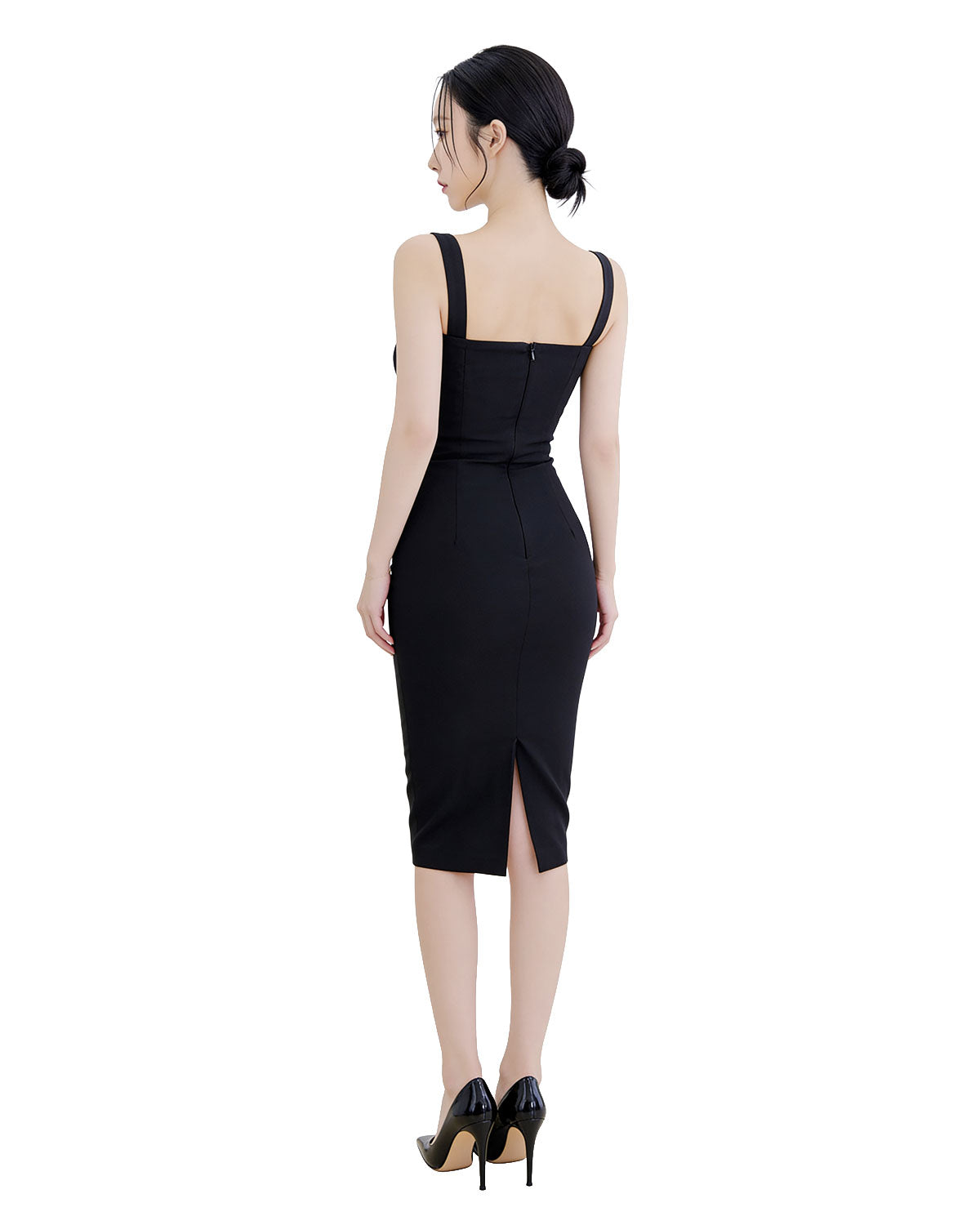 Stunning Rhinestone-Trim Cut-Out Bodycon Midi Dress [Slim Fit]