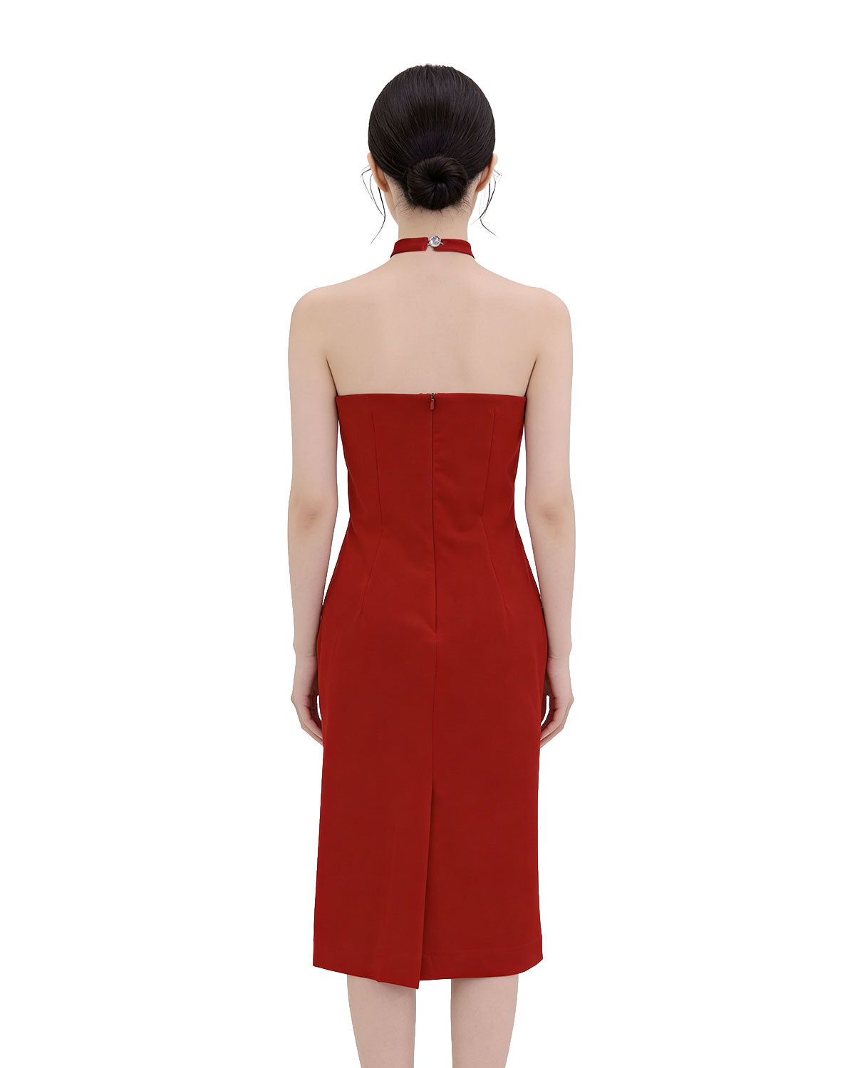 Stunning Cut-Out Halter Neck Bodycon Midi Dress [Slim Fit]