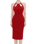 Stunning Cut-Out Halter Neck Bodycon Midi Dress [Slim Fit]
