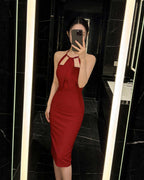 Stunning Cut-Out Halter Neck Bodycon Midi Dress [Slim Fit]