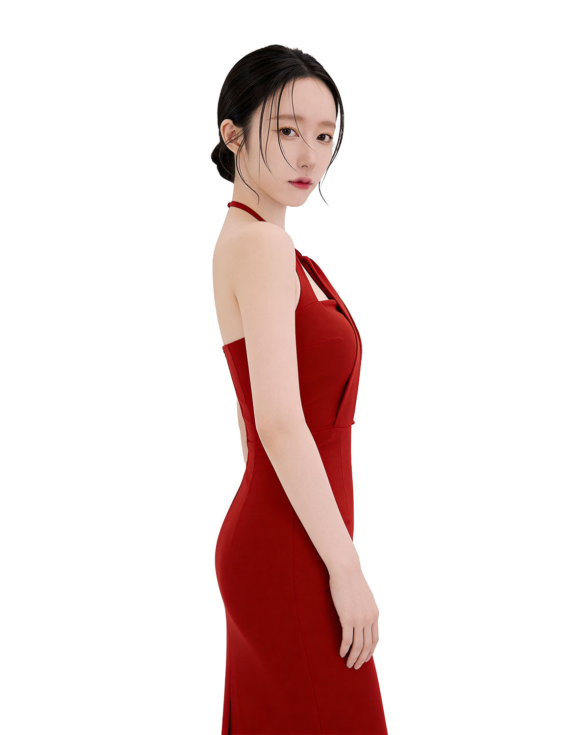 Stunning Cut-Out Halter Neck Bodycon Midi Dress [Slim Fit]